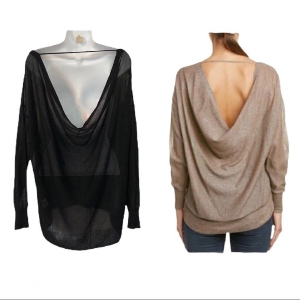FREE PEOPLE Fairy Dust Pullover Black Sheer Top Shirt